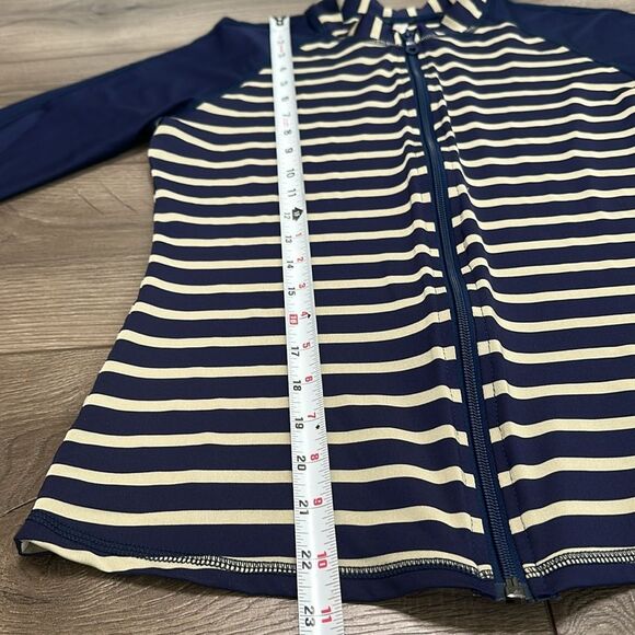 Helen Jon Rash Guard Full Zip Long‎ Sleeve Blue Stripe Swim Surf Top Size Large - Picture 6 of 8